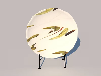 Elegant Ceramic Plate With White Background And Golden Leaf Patterns On Stand 3d model