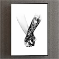 Clasped Hands Artwork With Starry Pattern On Black And White Background 3d model