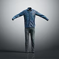 Blue Denim Shirt and Jeans Full Body Display with Open Arms Pose
