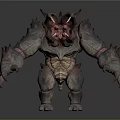 Mythical Monster Character And Creature 3D Model With Rocky Skin Glowing Eyes And Muscular Limbs