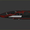 Sleek Futuristic Spaceship With Red Accents And Aerodynamic Design For Cosmic Aerospace Exploration