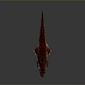 Spiked Horned Purple Brown Dinosaur 3D Model With Sharp Teeth Roaring On Dark Background