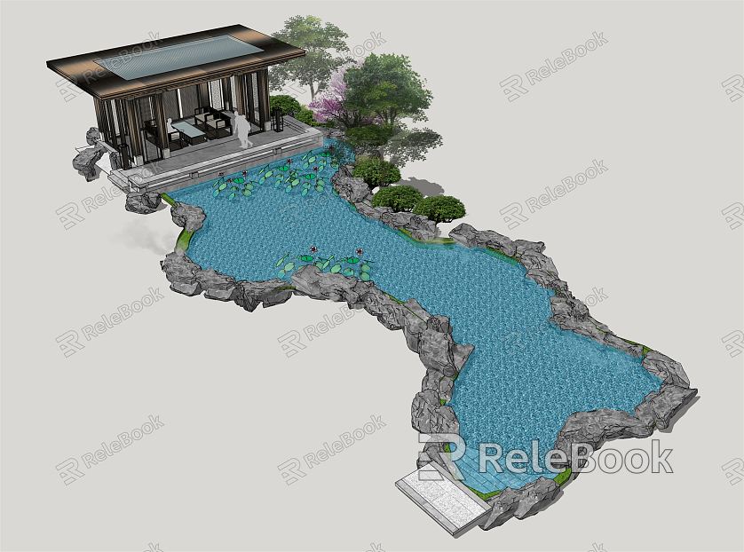 New Chinese Style Pavilion Garden Pavilion model