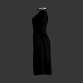 Women's Elegant Black Dress Featuring White Collar And Long Sleeves