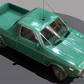 Vintage Green Pickup Truck with Antenna and Classic Exterior Design