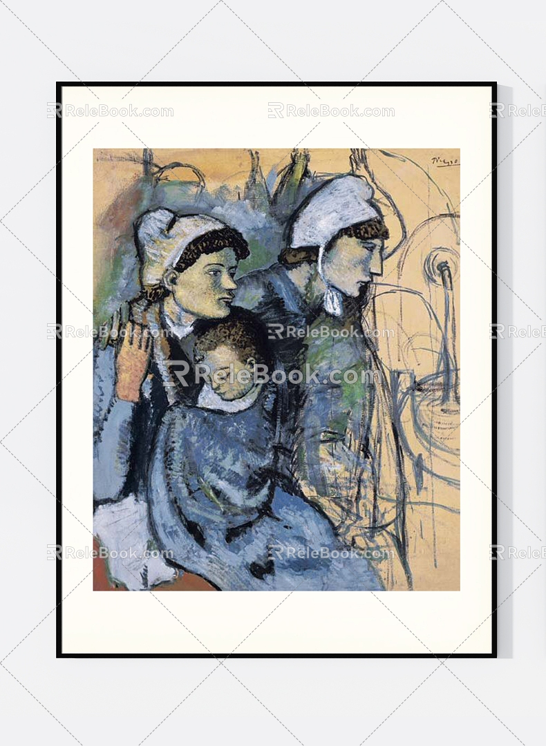 Modern Hanging Painting Picasso Art Figure Middle Ancient High 3d model