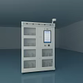 White Industrial Equipment Cabinet with Multiple Compartments Front Display Screen and Top Camera Sensor 3d model