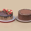 Two Delicious Chocolate Cakes With Drizzle Fresh Berries Layered Design And Chocolate Sprinkles