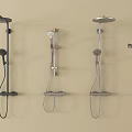 Poliform Wall Mounted Shower Systems Three Black And Silver Modern Shower Heads