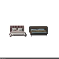 Modern Double Bed Designs With Upholstered Headboard And Colorful Soft Bedding 3d model