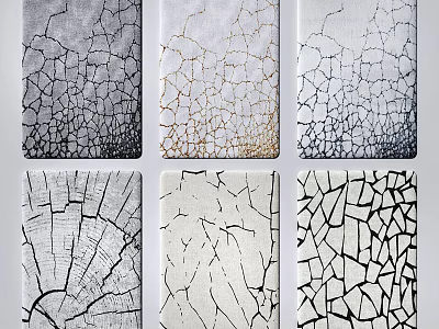 Square Rugs With Various Crackle Patterns In Gray Gold Black And White 3d model