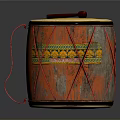Traditional Red Drum Featuring Yellow Drumhead Red Drumsticks And Orange Decorative Pattern