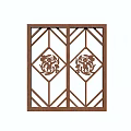 Traditional Wooden Screen With Geometric Patterns Symmetrical Design And Dragon Carvings