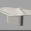 White Modern Display Shelf Featuring Unique Irregular Curved Top And Cylindrical Base 3d model