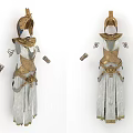 Ornate Traditional Costume With Gold Headpiece White Robe And Arm Cuffs