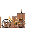 Comfortable Outdoor Chair On Wooden Deck With Bicycle Parking Rack
