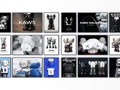 KAWS Art Collection Display With Collectible Figures And Design 3d model