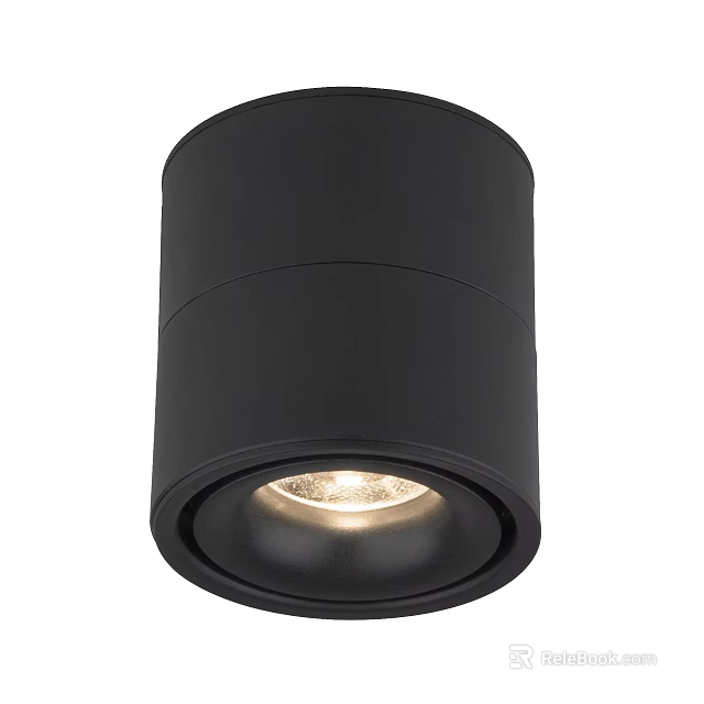 Modern Black Cylindrical Recessed Ceiling LED Downlight Spotlight Fixture for Home 3d model 