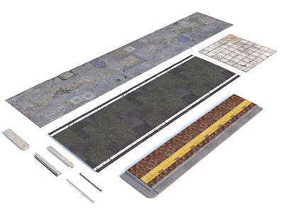 Ground cement road pavement road road tooth roof building components 3d model