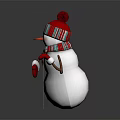 Snowman Sculpture Wearing Red Pom Pom Hat Striped Scarf Red Gloves Holding Happy Snowman Card