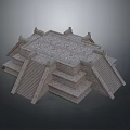 Ancient Stone Architectural Landscape With Multi tiered Platform Staircases And Roofed Structure 3d model