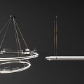 Modern Double Ring Chandelier With White Lighting And Metal Frame Design 3d model