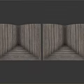 Two Triangular Wooden Texture Decorative Pieces With Layered Design For Interior