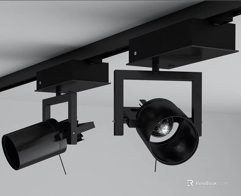 Modern Adjustable Black Track Mounted Spotlights For Interior Lighting Design And Decoration 3d model 