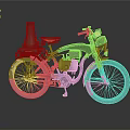 Vintage Dark Green Motorcycle With Orange Seat Headlight Spoked Wheels And Brass Accent