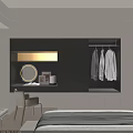 Modern Elegant Wardrobe Interior With Dressing Table Hanging Area And Lighting Design