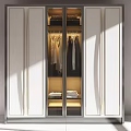 Modern Minimalist Wardrobe With White Sliding Doors And Metal Frame Interior Design
