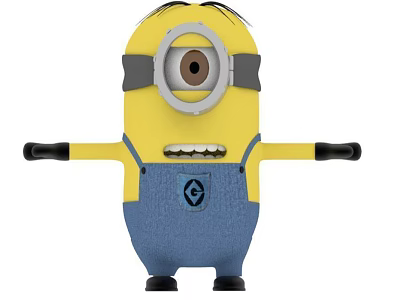 Adorable Minion Doll Featuring Yellow Body Blue Overalls Big Eye Gray Goggles And Black Gloves 3d model