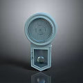 Gray Ventilation Device With Circular Panel And Cabinet Containing Sphere