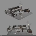 Cozy Modern Sofa and Coffee Table Set With Plush Pillows Rug and Accent Chair