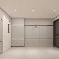 Modern Elevator Hall Interior With Unit 2 Sign And White Wall Design 3d model