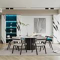 Elegant Modern Restaurant Interior With Open Dining Table Chairs Marble Accents And Artwork