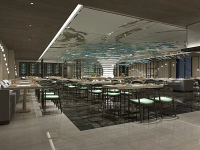 Modern full-time buffet western restaurant 3d model