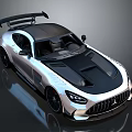 Sleek Silver And Black Sports Car With Large Rear Spoiler And Aggressive Front Design