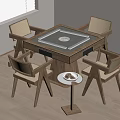 Wooden Square Game Table Interior With Rattan Chairs And Side Table