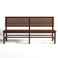 Wooden Public Bench With Slatted Backrest And Brown Finish For Outdoor Use