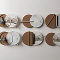 Modern Circular Wall Decor With Wooden And Marble Geometric Panels