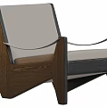 Modern Geometric Leisure Chair With Wooden Frame Upholstered Cushion And Rope Accents