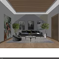 Professional Photography Studio Interior With Lighting Equipment Tripod Backdrop Coffee Table And Sofa