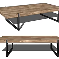 Modern Minimalist Tea Table With Solid Wooden Tabletop And Black Metal Legs Design