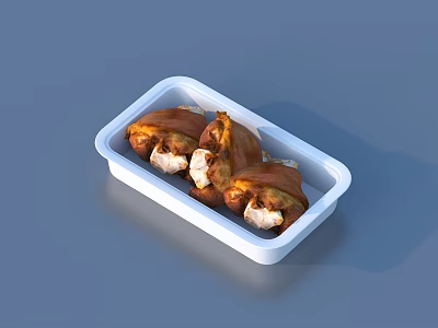 Appetizing Bacon Wrapped Stuffed Snacks With Chicken Cheese Filling In White Plastic Container 3d model