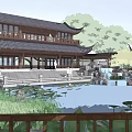 New Mountain Park Bamboo Forest Secret Realm Ancient Architecture Courtyard 3d model