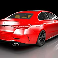 Red Mercedes Sedan With Shiny Body Modern Front Design And Alloy Wheels