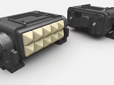 Heavy Duty Black Industrial Equipment Featuring Beige Square Panels And Mechanical Components 3d model