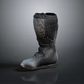 Stylish Black Leather Motorcycle Boots With Protective Design And Durable Sole 3d model
