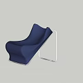 Modern Leisure Chair With Dark Blue Fabric And Sturdy Metal Frame Design
